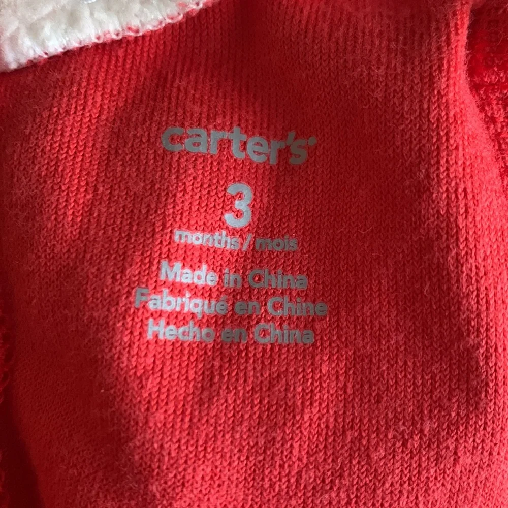 Carters Santa One Piece Zip Up Footed PJs 3 Months